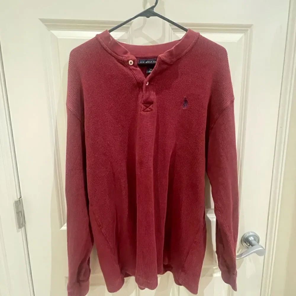 US Polo Association Waffle Weave Long Sleeve Tee Shirt!